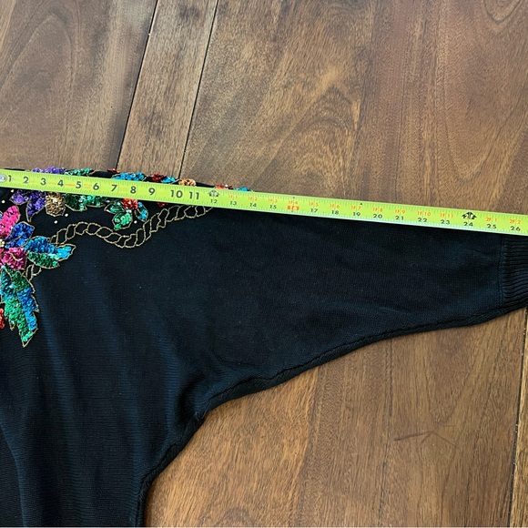 Vintage 80's 90's sequins Diana Marco Black Sweater sz 24 medium large - Picture 11 of 12